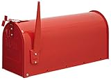 ARREGUI USA Mail USA/R Amerikanischer Briefkasten aus Verzinktem Stahl, der 'US Mailbox' Klassiker mit Roter Flagge, US Briefkasten für den Außenbereich, Größe L (Zeitschriften & C4-Umschläge), rot